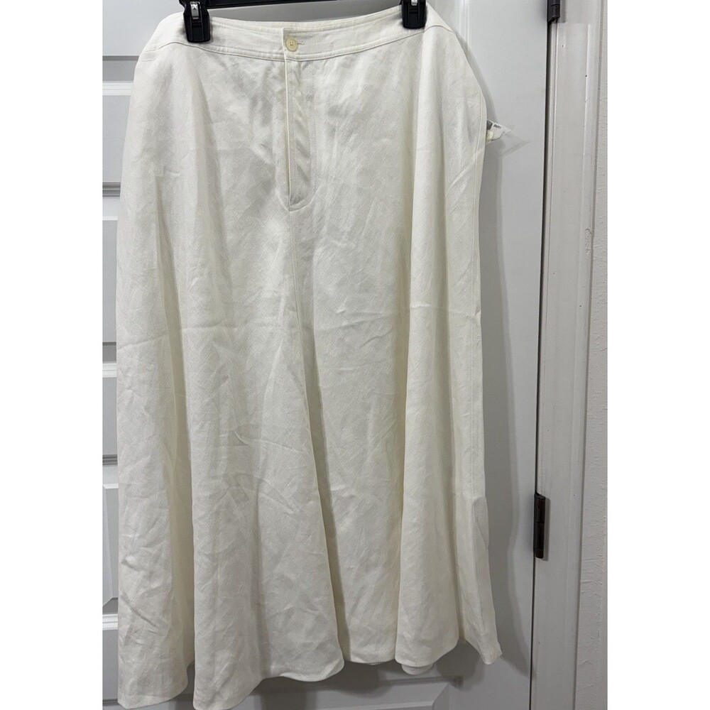 Lauren Ralph Lauren White Linen Maxi Skirt Lined  Women’s Size 20W Coastal NWT - Picture 3 of 11